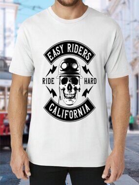 Easy Riders California Skull Graphic Tee - White & Black